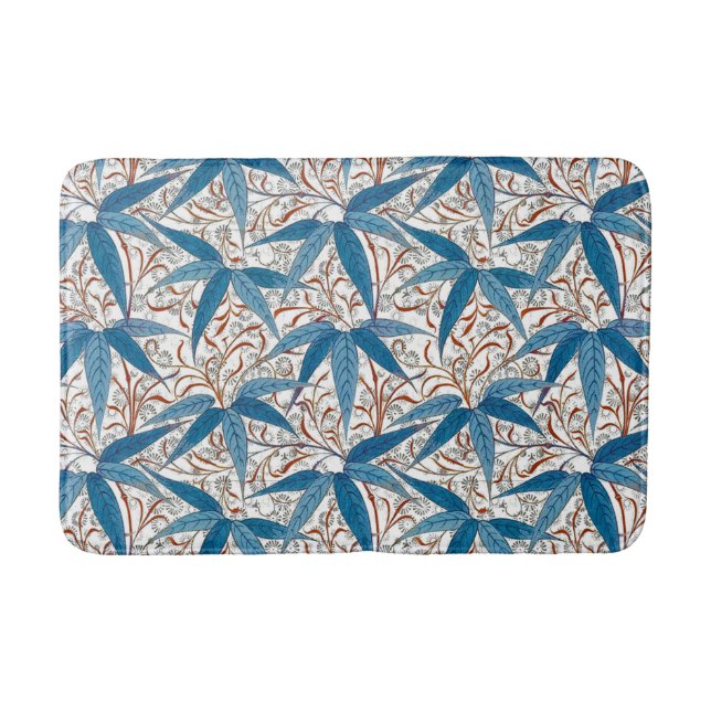 William Morris Bamboo Print, Denim Blue & White Badematte (Vorderseite)