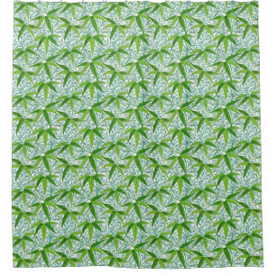 William Morris Bamboo Print, grün und weiß Duschvorhang