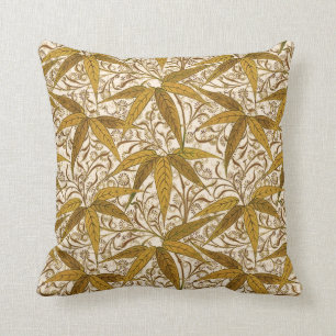 William Morris Bambusdruck, Gold und Creme Kissen