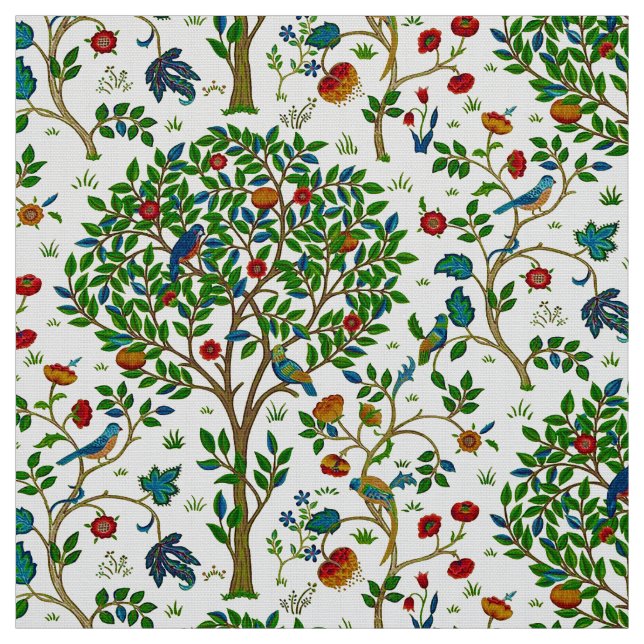 William Morris-Baum des Leben-Musters, grün u. Stoff (Muster)