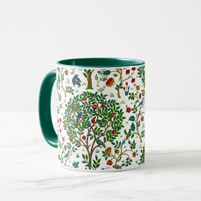 William Morris-Baum des Leben-Musters, grün u. Tasse (Vorderseite Links)