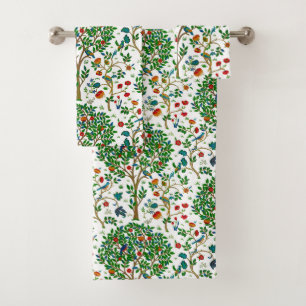 William Morris-Baum des Lebens, grün u. multi Badhandtuch Set