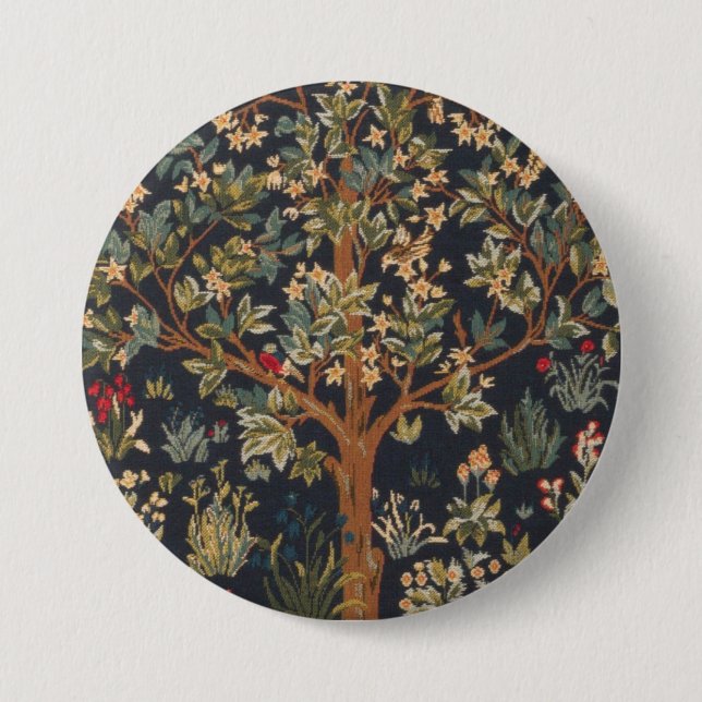 William Morris - Baum des Lebens Original Button (Vorderseite)