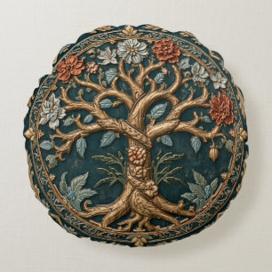William Morris Baum des Lebens Vintage Pre-Raphael Rundes Kissen