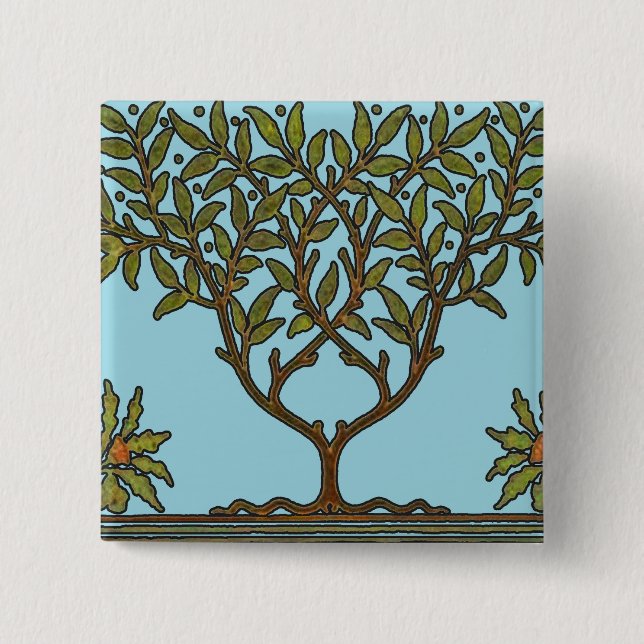 William Morris Baum-Fries-Floral-Tapete Button (Vorderseite)