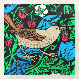 William Morris Bird & Blume Tile, auf Black Glasuntersetzer