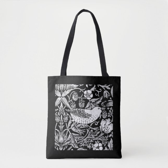 William Morris Bird & Blume Tile, Black and White (Vorderseite)