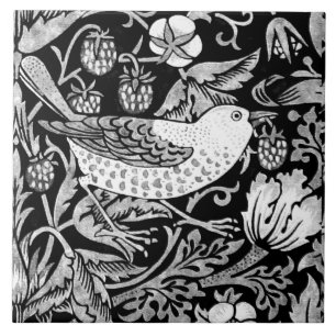 William Morris Bird & Blume Tile, Black and White Fliese
