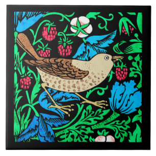 William Morris Bird & Blume Tile, Blau und Schwarz Fliese
