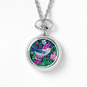 William Morris Bird & Blume Tile, Navy & Fuchsia Armbanduhr