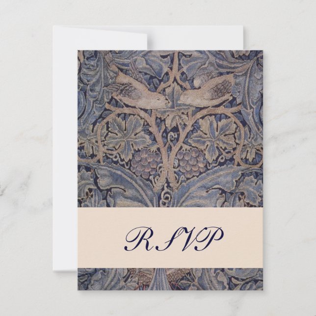 William Morris Bird Pattern Wedding Reply Cards RSVP Karte (Vorderseite)