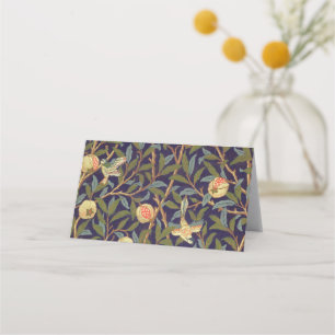 William Morris Bird und Pomegranat Vintage Blume Platzkarte