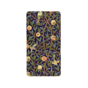 William Morris Bird und Pomegranate Vintag Art Adressaufkleber
