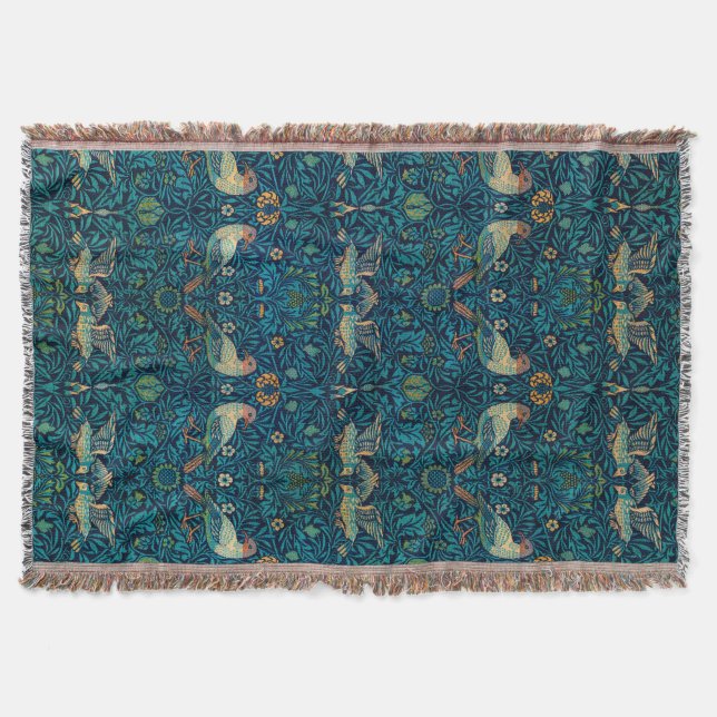 William Morris Birds Art Nouveau Floral Pattern Decke (Vorderseite)