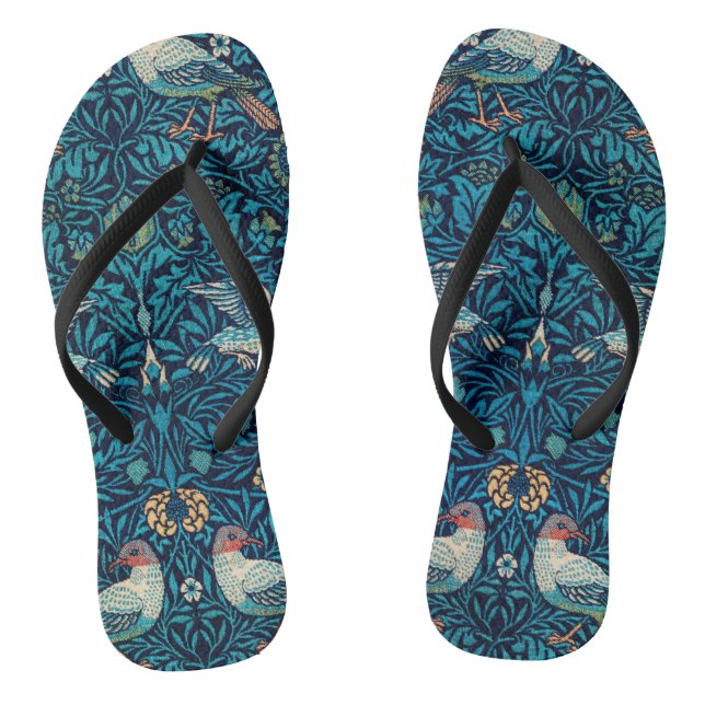William Morris Birds Art Nouveau Floral Pattern Flip Flops (Fußbett)