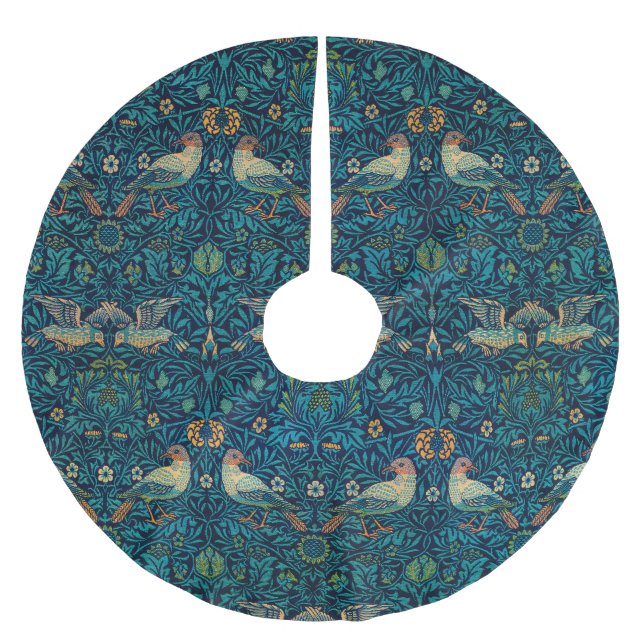 William Morris Birds Art Nouveau Floral Pattern Polyester Weihnachtsbaumdecke (Vorderseite)