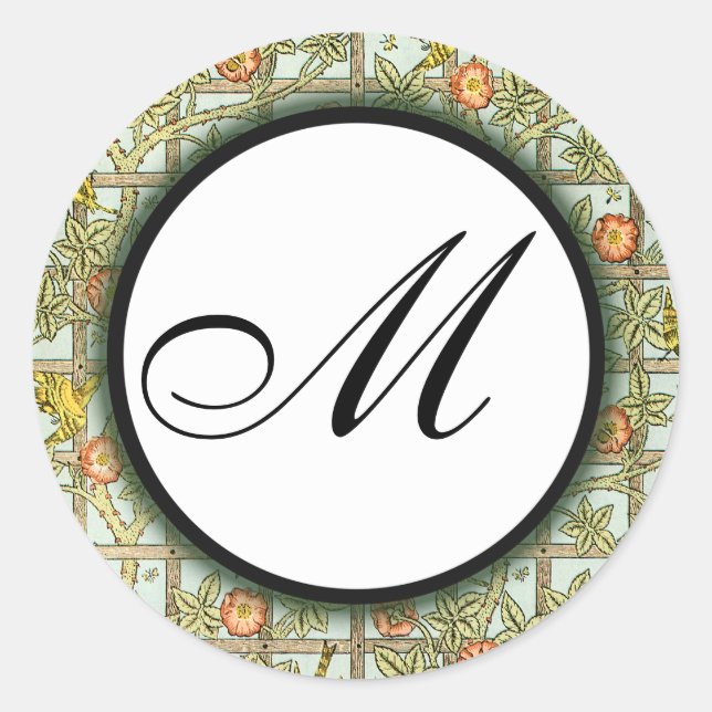 William Morris Birds & Blume Mit Monogramm Sticker (Vorderseite)
