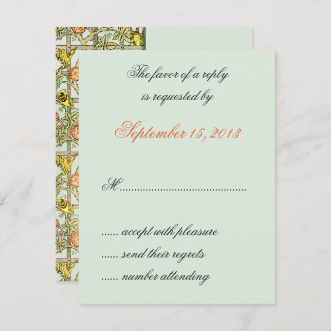 William Morris Birds & Blume Wedding RSVP Cards (Vorne/Hinten)