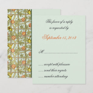 William Morris Birds & Blume Wedding RSVP Cards Karte
