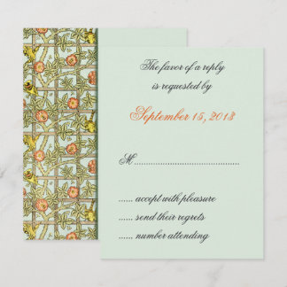 William Morris Birds & Blume Wedding RSVP Cards Karte