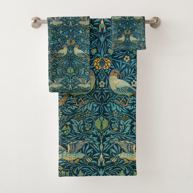 William Morris Birds & Floral Pattern Badhandtuch Set (Insitu)
