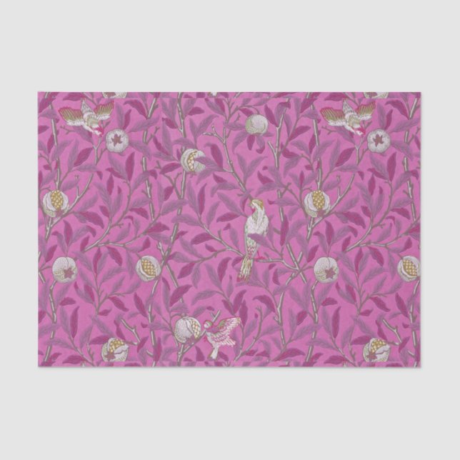 William Morris, Birds und Pommenates - Rosa Seidenpapier (Vorderseite)