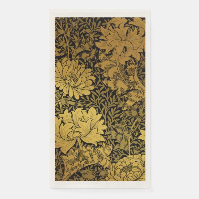 William Morris Black and Gold Floral Pattern Serviette (Vorderseite)
