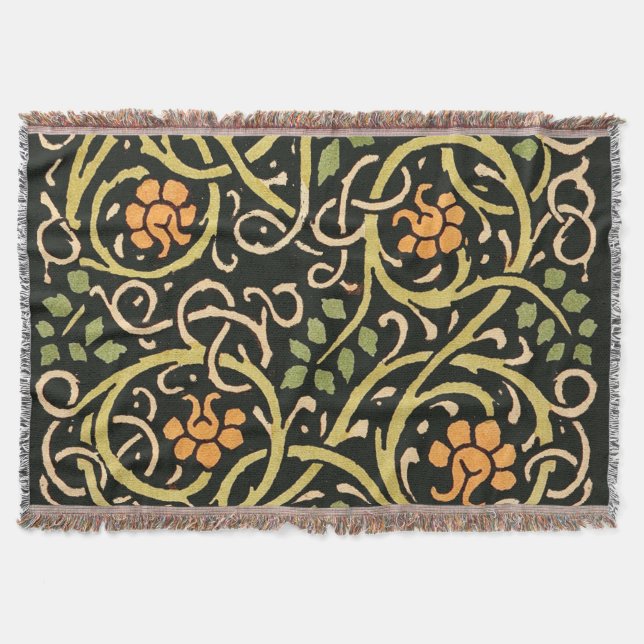 William Morris Black Floral Art Design Decke (Vorderseite)