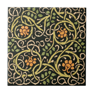 William Morris Black Floral Art Design Fliese