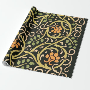 William Morris Black Floral Art Design Geschenkpapier