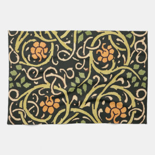 William Morris Black Floral Art Design Handtuch
