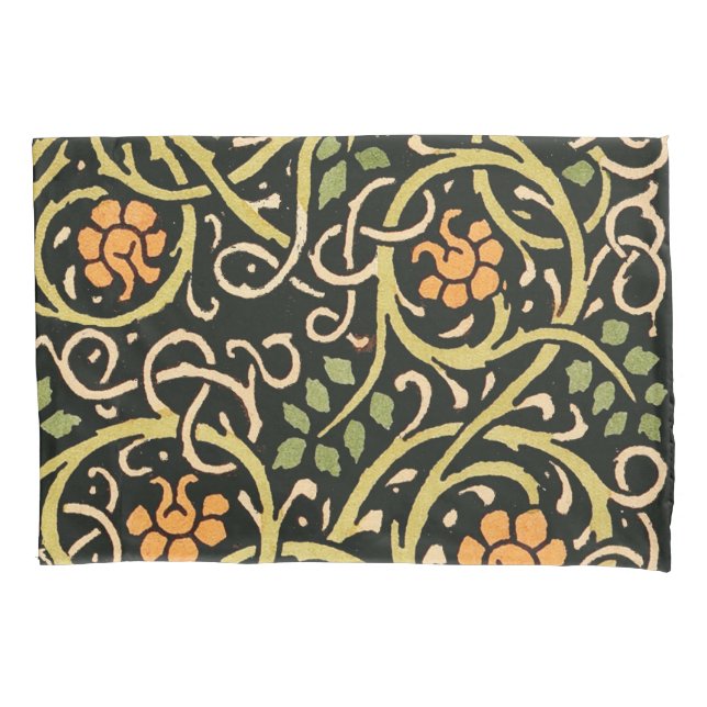 William Morris Black Floral Art Design Kissenbezug (Vorderseite)