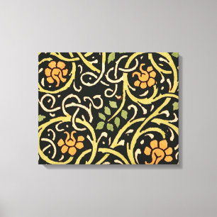 William Morris Black Floral Art Design Leinwanddruck