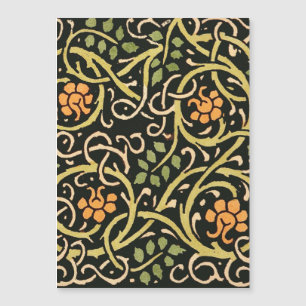 William Morris Black Floral Art Design Magnetkarte