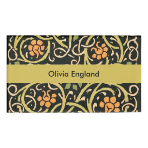 William Morris Black Floral Art Design Namenschild
