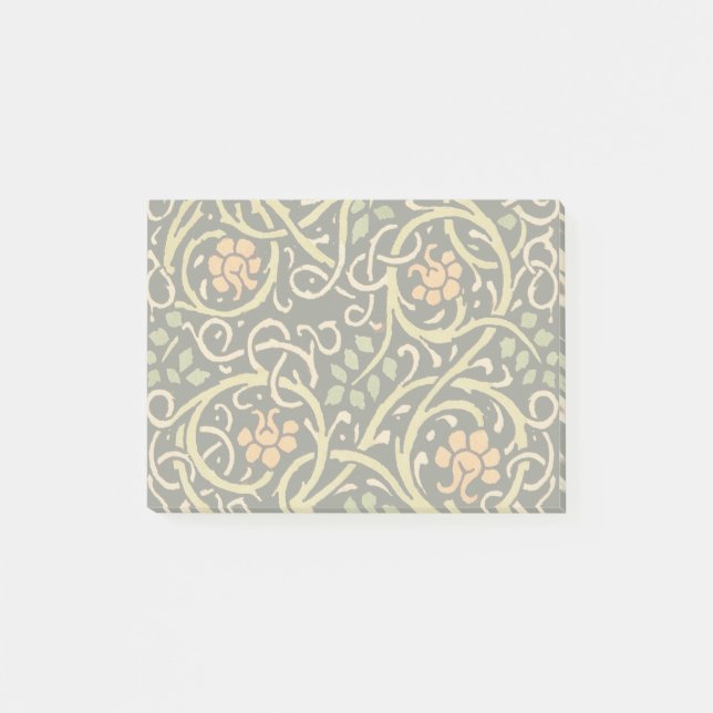 William Morris Black Floral Art Design Post-it Klebezettel (Vorderseite)