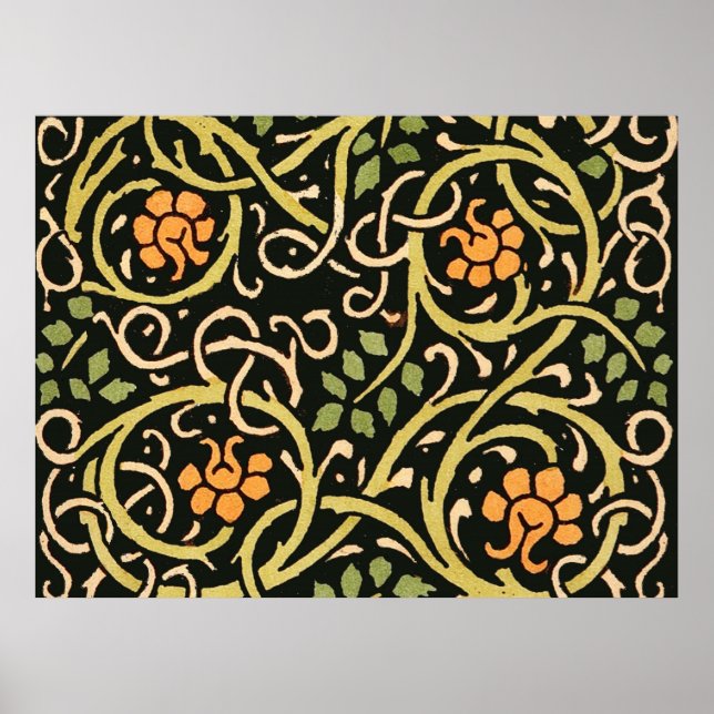 William Morris Black Floral Art Design Poster (Vorne)