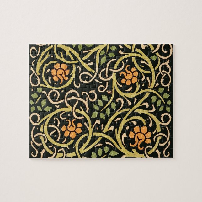 William Morris Black Floral Art Design Puzzle (Horizontal)