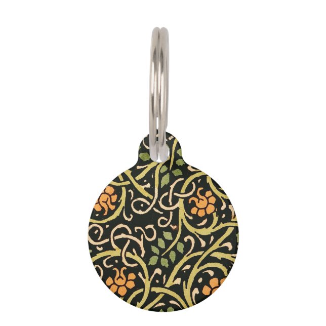 William Morris Black Floral Art Design Tiermarke (Vorderseite)