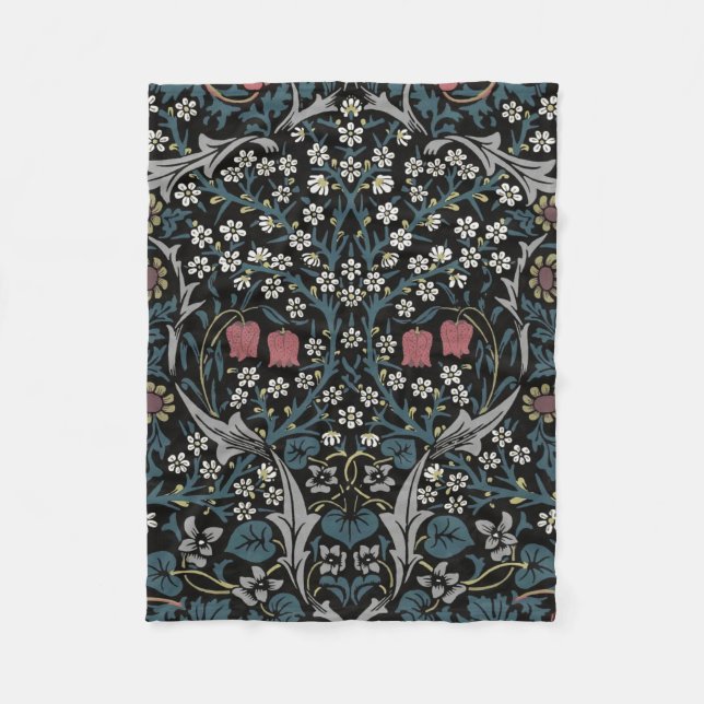 William Morris Blackthorn Floral Art Nouveau Fleecedecke (Vorderseite)