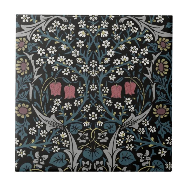William Morris Blackthorn Floral Art Nouveau Fliese (Vorderseite)