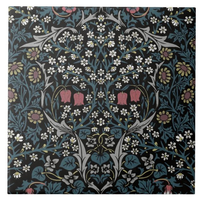 William Morris Blackthorn Floral Art Nouveau Fliese (Vorderseite)