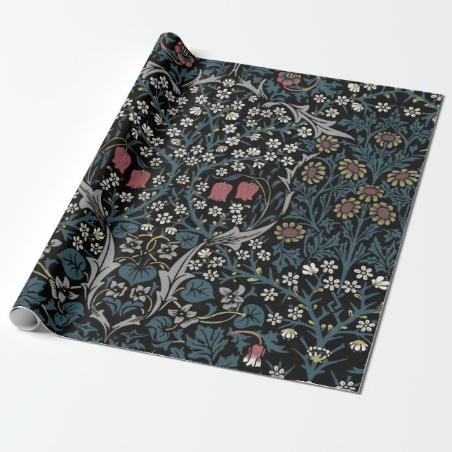 William Morris Blackthorn Floral Art Nouveau Geschenkpapier (Ungerollt)