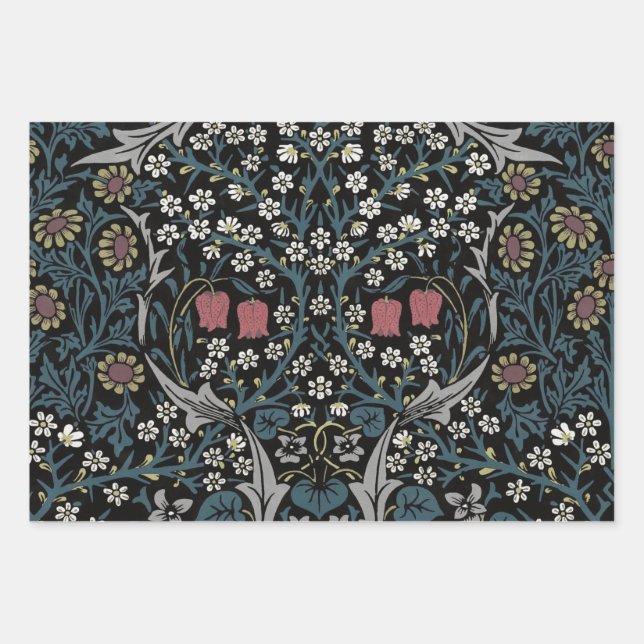 William Morris Blackthorn Floral Art Nouveau Geschenkpapier Set (Vorderseite)