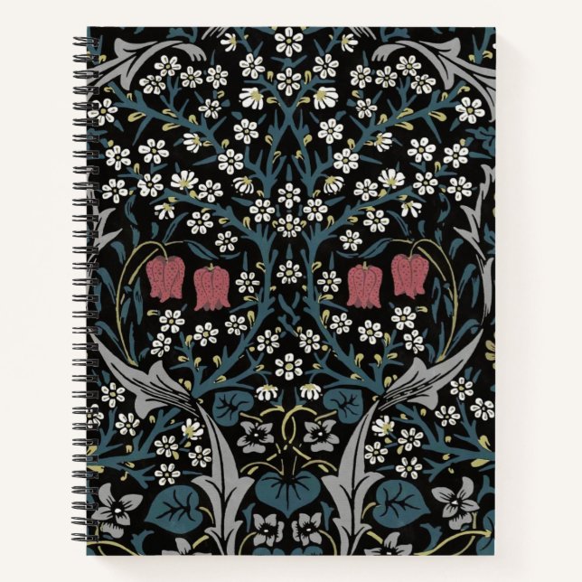 William Morris Blackthorn Floral Art Nouveau Notizbuch (Vorderseite)