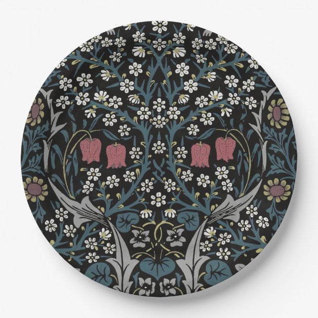 William Morris Blackthorn Floral Art Nouveau Pappteller (Vorderseite)
