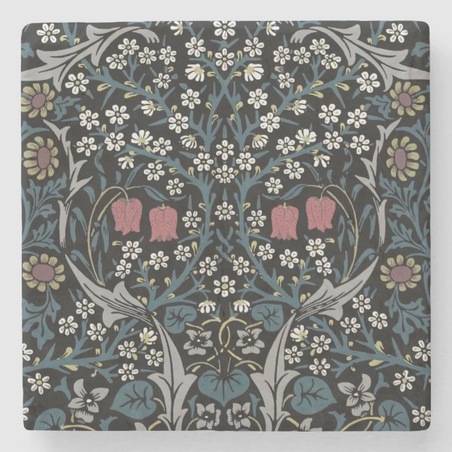 William Morris Blackthorn Floral Art Nouveau Steinuntersetzer (Vorderseite)