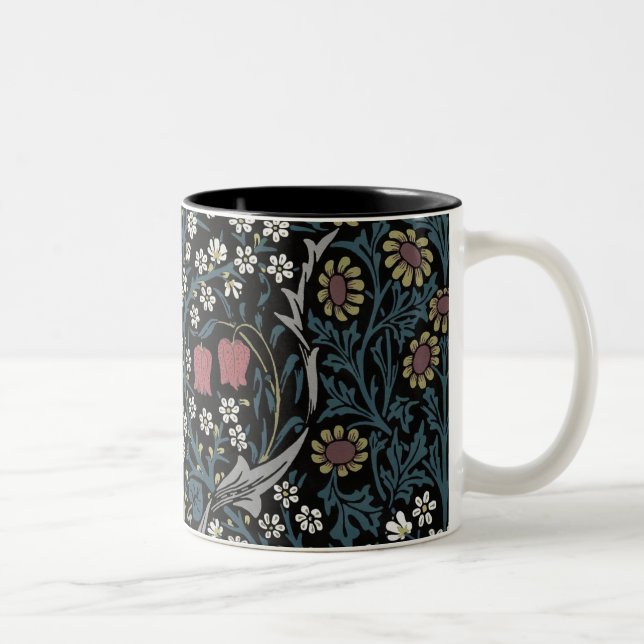 William Morris Blackthorn Floral Art Nouveau Zweifarbige Tasse (Rechts)