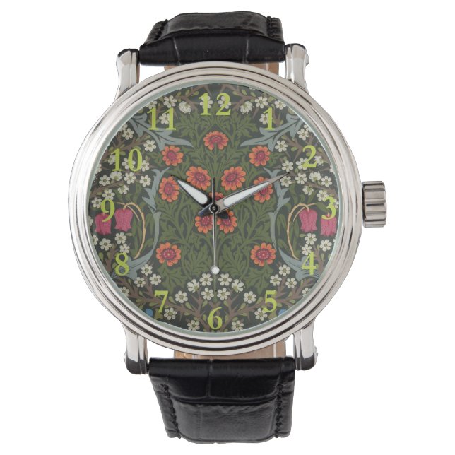 William Morris Blackthorn Garden Blume Classic Armbanduhr (Vorderseite)