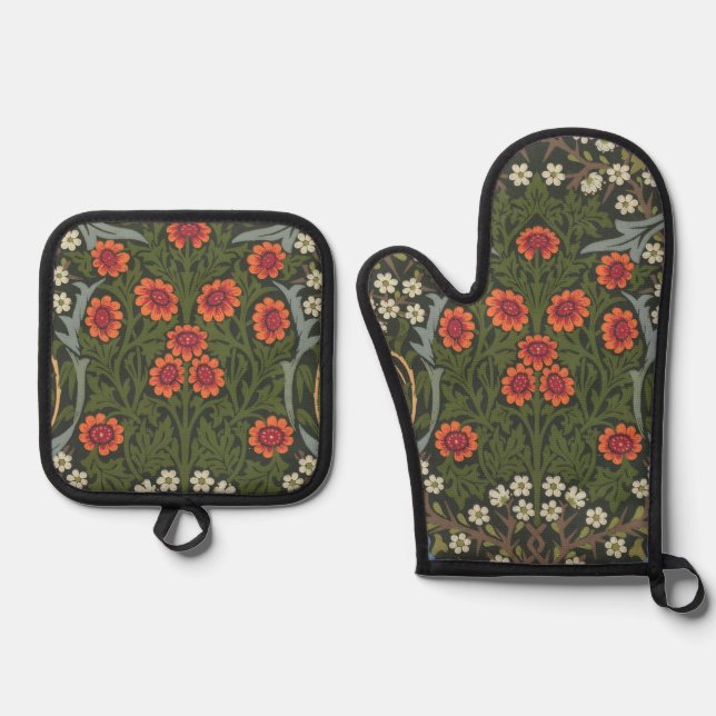 William Morris Blackthorn Garden Blume Classic Ofenhandschuh & Topflappen-Set (Vorderseite)
